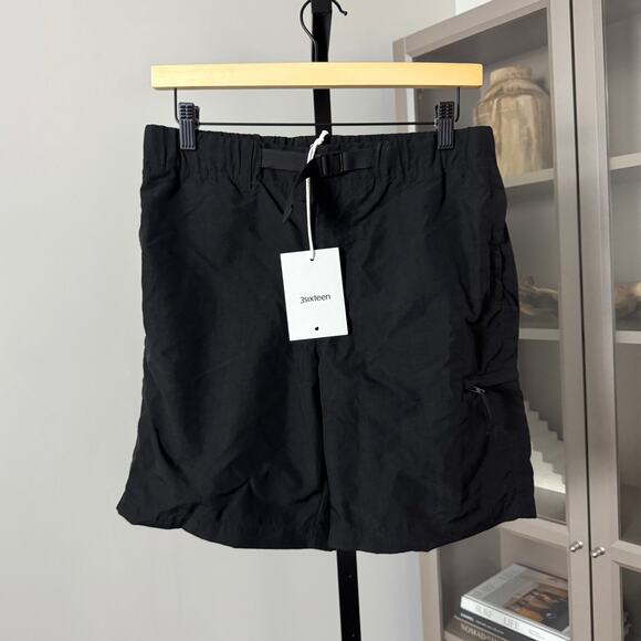 3sixteen Black Nylon Trail Shorts Small NEW Adjustable Buckle Belt Cargo Pocket - Picture 2 of 7